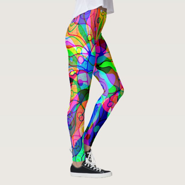 Leggings Esquisse Imaginaire Art - Neon Abstrait Maj 1 (Droite)