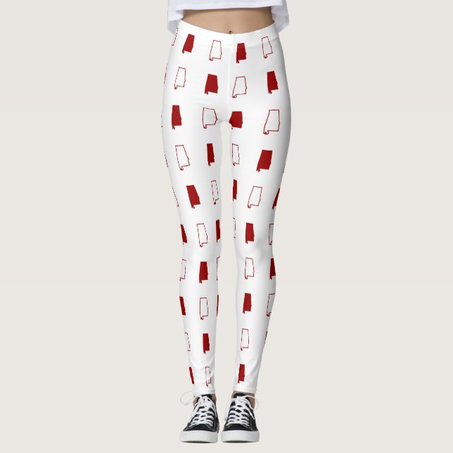 Leggings État cramoisi et blanc de motif d'Alabama (Devant)