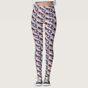 Leggings États-Unis en rouge blanc et bleu drapeau patrioti