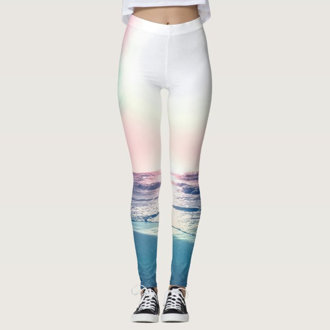 Leggings Eté Mer coucher de soleil Plage tropicale Photo (Devant)
