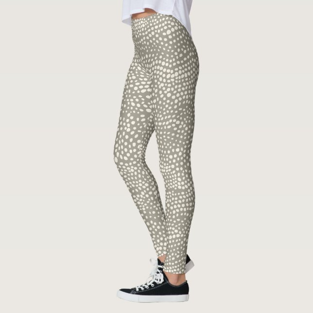Leggings Été Polka Dot Snow Leopard Simple Tendance Grey (Gauche)
