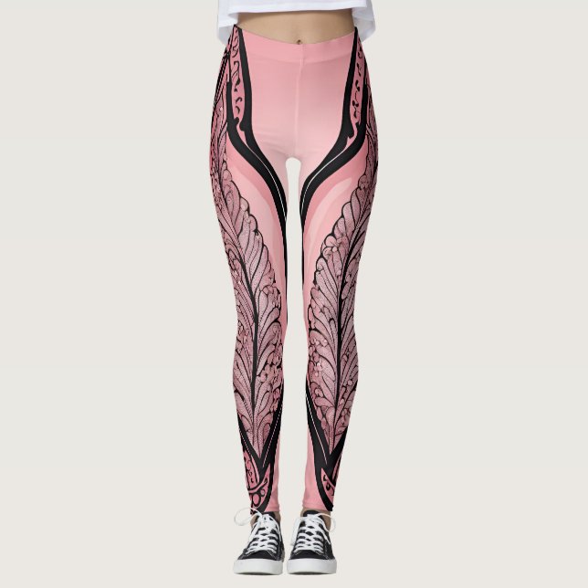 Leggings Ethereal pink lace & inkwork illusion AI art  (Devant)