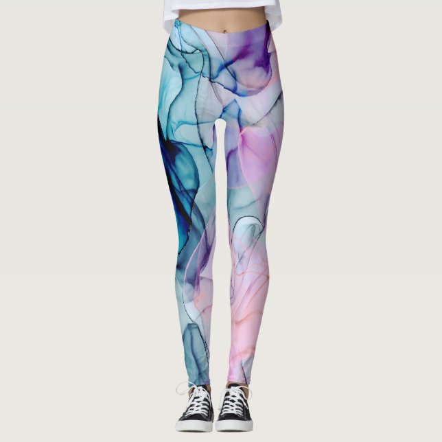 Leggings Éthérée Turquoise rose pourpre encre glamour moder (Devant)