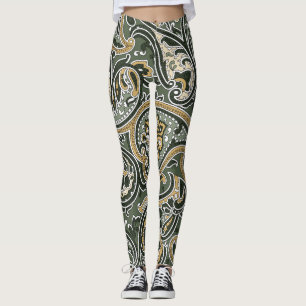Leggings Ethnique Orientale Paisley, Vintage Sans Couche.