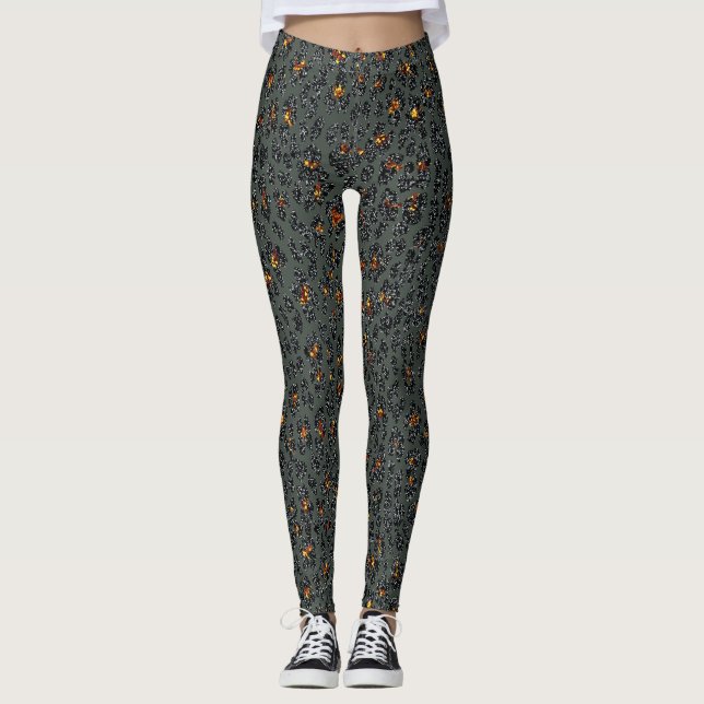Leggings Étincelle de léopard (sombre) (Devant)