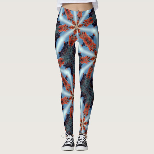 Leggings étoile cosmique rayons brun bleu (Devant)