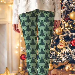 Leggings Étoile de sapin de Noël vert motif vacances