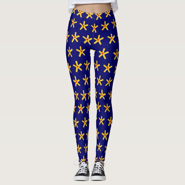 Leggings Étoile égyptienne antique Motif v2 - Deep Navy (Devant)