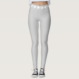 Leggings étoiles blanches brillantes sur gris argenté