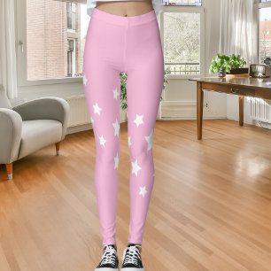 Leggings étoiles blanches roses