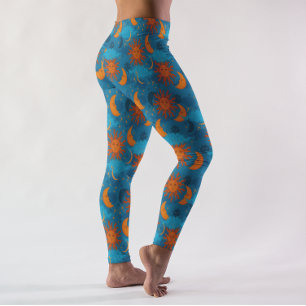 Leggings Étoiles célestes Soleil Lune Nuages Ciel nocturne