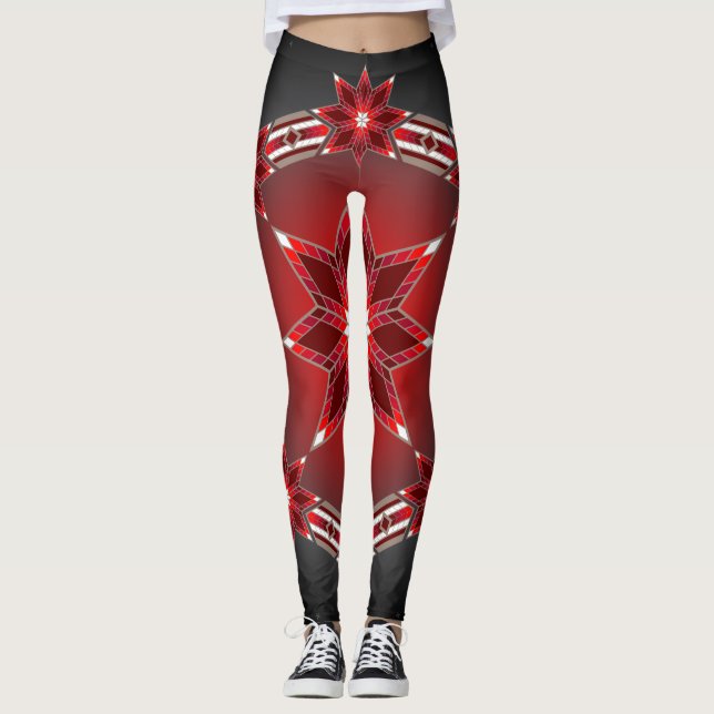 Leggings Étoiles de matin (rouges) (Devant)