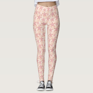 Leggings Étoiles de mer et motif pastel rose corail