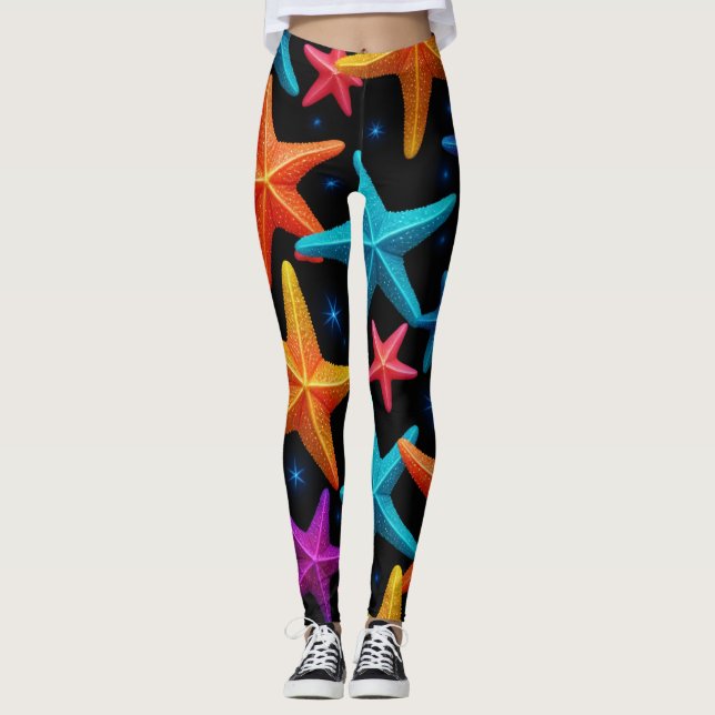 Leggings étoiles de mer néon (Devant)