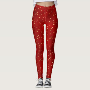 Leggings Étoiles de Noël d'hiver en papier d'aluminium roug