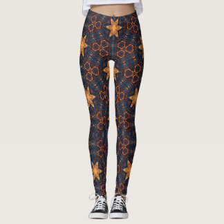 Leggings Etoiles d'or avec Arrière - plan bleu