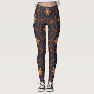 Leggings Etoiles d'or avec Arrière - plan bleu