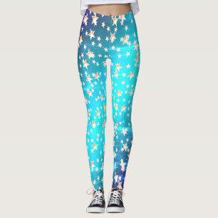 Leggings Étoiles d'or néon ombre bleu patriotique