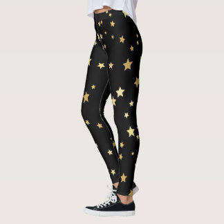 Leggings Étoiles d'or sur l'arrière - plan noir