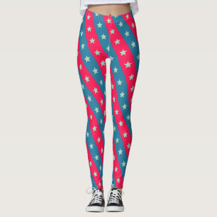 Leggings Étoiles et lignes Bleu rose Motif minimal