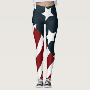 Leggings étoiles et rayures rouges blanches et bleues