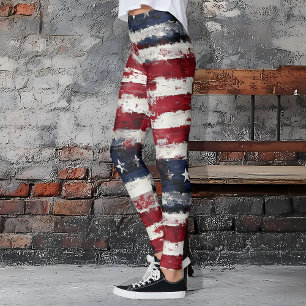 Leggings Étoiles et rayures rustiques patriotique