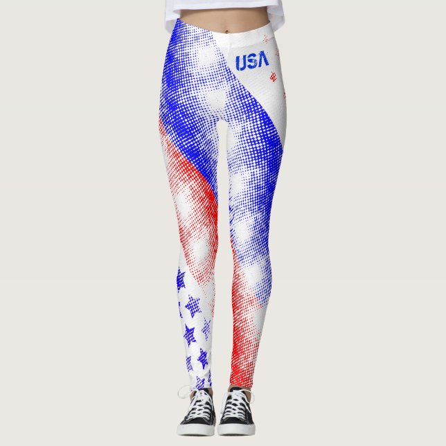 LEGGINGS ÉTOILES ET STRIPES DÉTRESSEES USA (Devant)