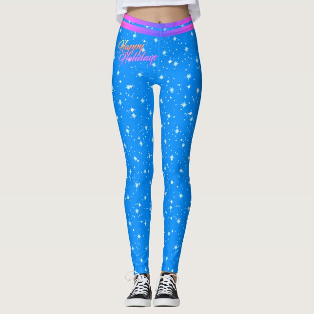 Leggings Étoiles / Flocon de neige / Noël - (modifiable) (Devant)
