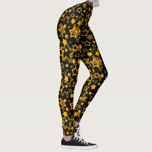 Leggings Étoiles Jaune Doré Pailleté Design