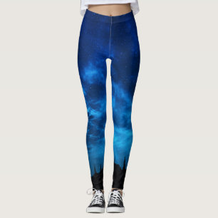 LEGGINGS ÉTOILES LUMINEUSES DANS UN CIEL NOIR ET BLEU
