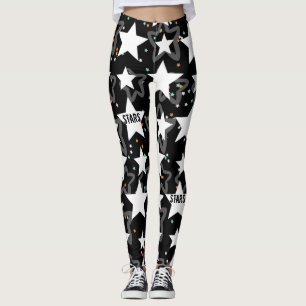 Leggings Étoiles modernes noir blanc femmes motifs