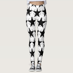 Leggings Étoiles noires et blanches motif géométrique circu