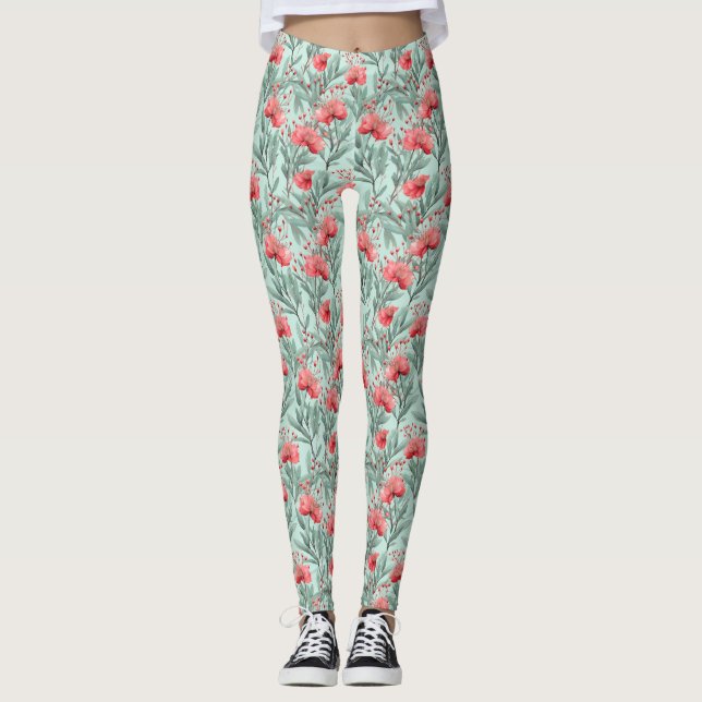Leggings Éucalyptus de corail (Devant)