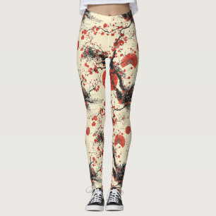 Leggings Éventail à motif de fleurs de cerisier japonais (4