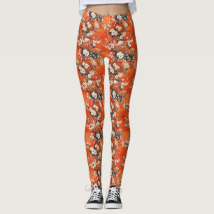 Leggings Éventail de motif de cerisier japonais (1)