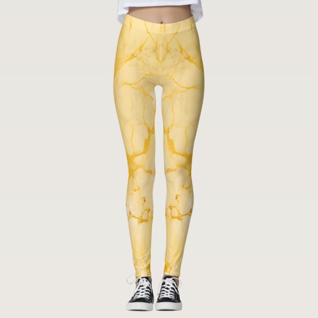Leggings Excellente impression couleur marbre jaune (Devant)