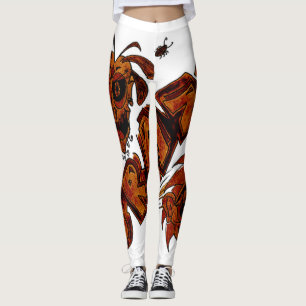 Leggings Exclusive design.  Orange brown Crazy