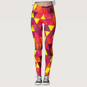 Leggings Exercice de Motif géométrique rose, violet et jaun