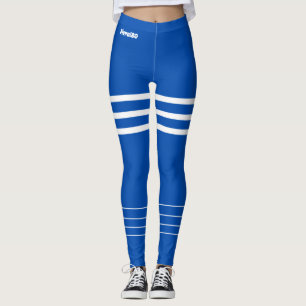 Leggings Exercice moderne bleu blanc monogrammed