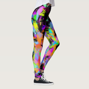 Leggings Explosion Abstraite de couleur de peinture aléatoi