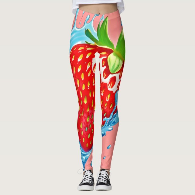 Leggings Explosion de fraise fraîche (Devant)