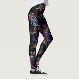 Leggings Explosion de géométrie néon : éclaboussure abstrai
