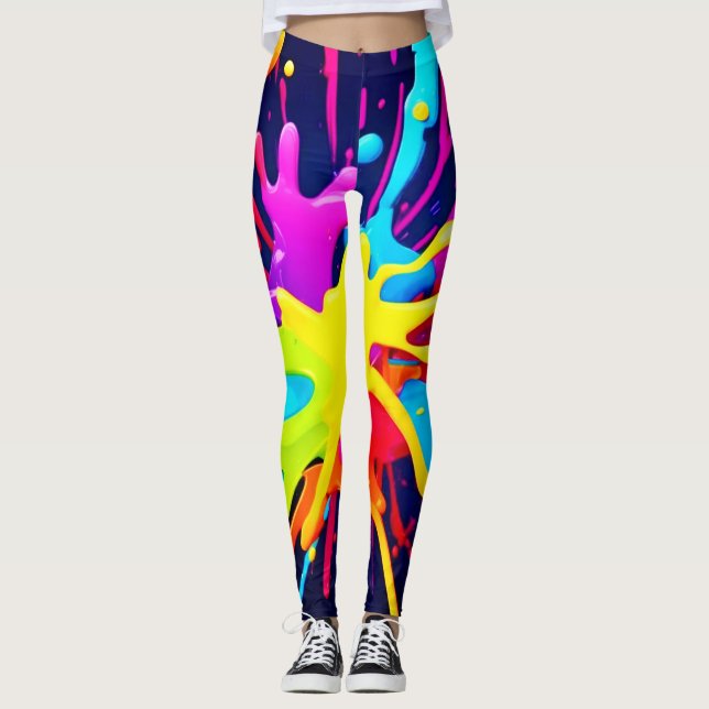 Leggings Explosion de peinture radiante (Devant)