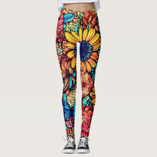 Leggings Explosion florale vibrante par Doodle