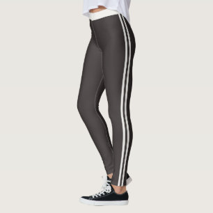 Leggings Expresso personnalisé noir rayures neutres mignonn