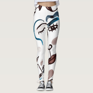 Leggings Face d'art pop : aquarelle abstraite.