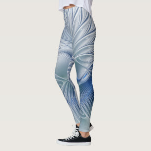 Leggings Fantaisie dynamique Abstrait Tons bleus Art fracta