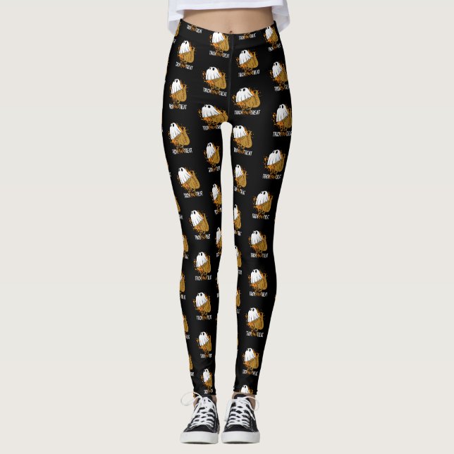Leggings Fantôme de dinosaure de Halloween T Rex de festin (Devant)