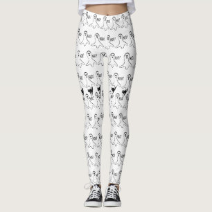 Leggings Fantôme et chat noir Halloween joli plaisir