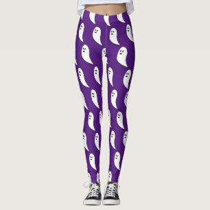 Leggings Fantôme Halloween blanc mignon motif violet